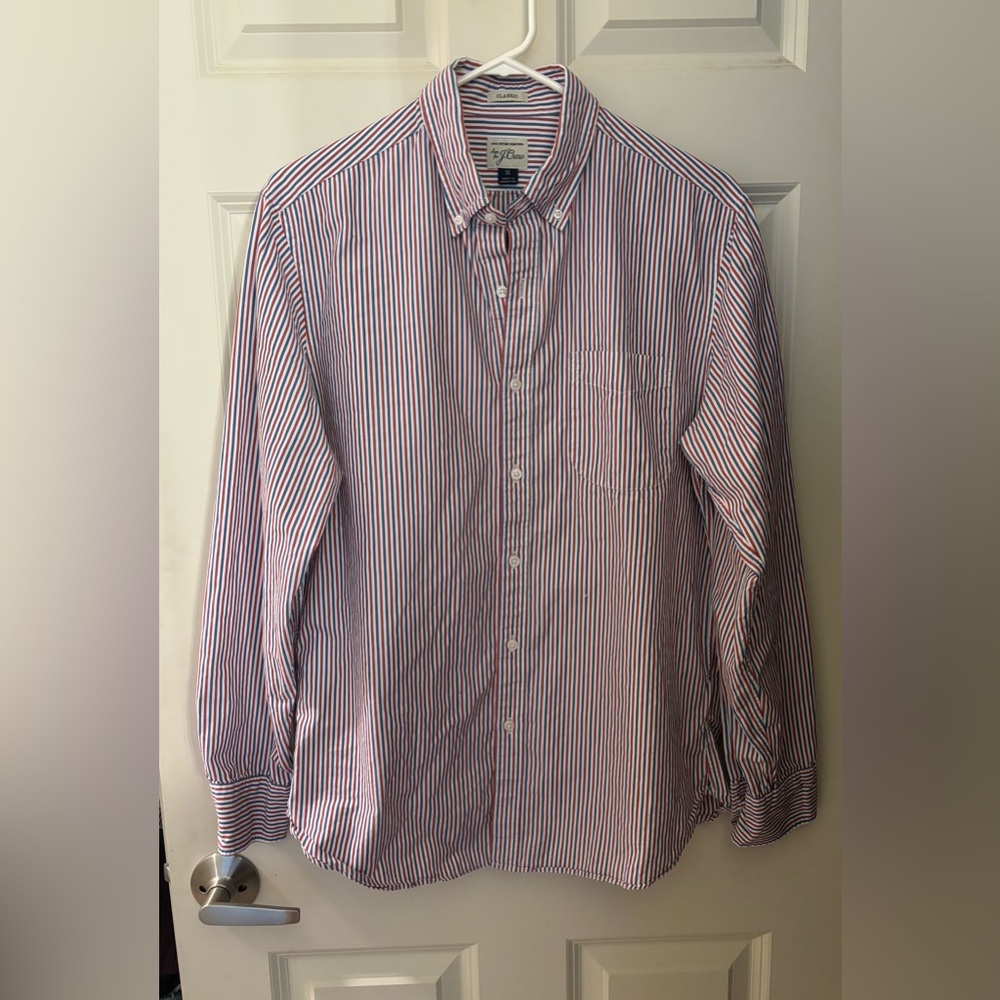 J Crew Men’s Classic Fit Cotton Striped Button Down, Size M